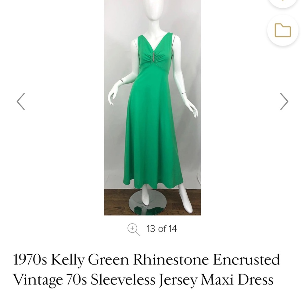 Vintage Kelly Green sleeveless maxi dress